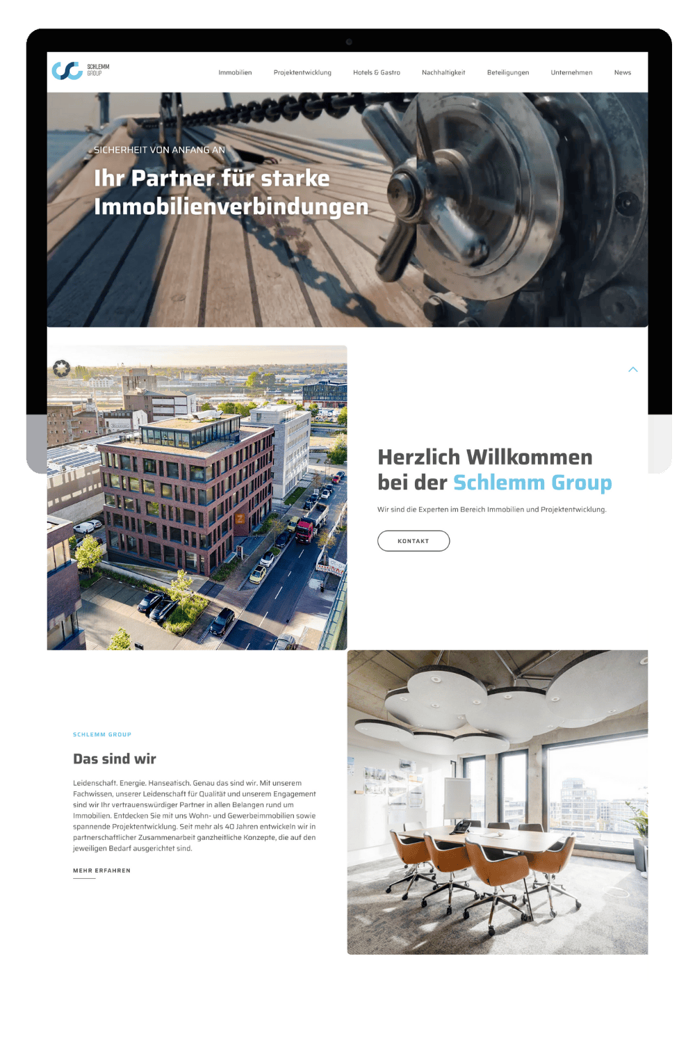 Desktop Mockup der Schlemm Website